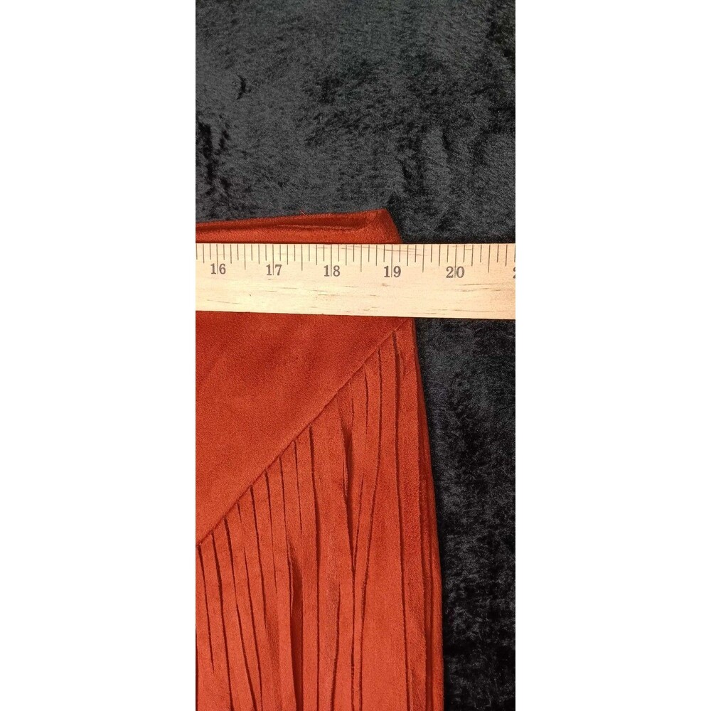 Forever 21 Plus Size 1X Rust Faux Suede Fringe Mini Skirt Western Boho Cowgirl - Picture 5 of 9